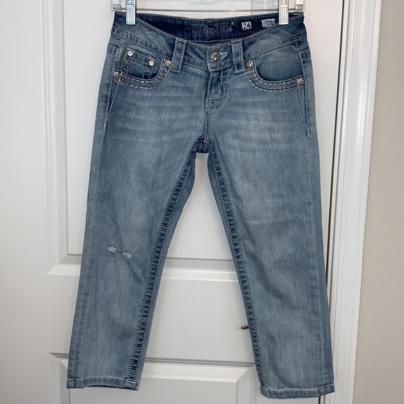 MISS ME BRAND NEW & BEAUTIFUL SIZE 24 CUFFED CAPRI JEANS - Picture 5 of 8